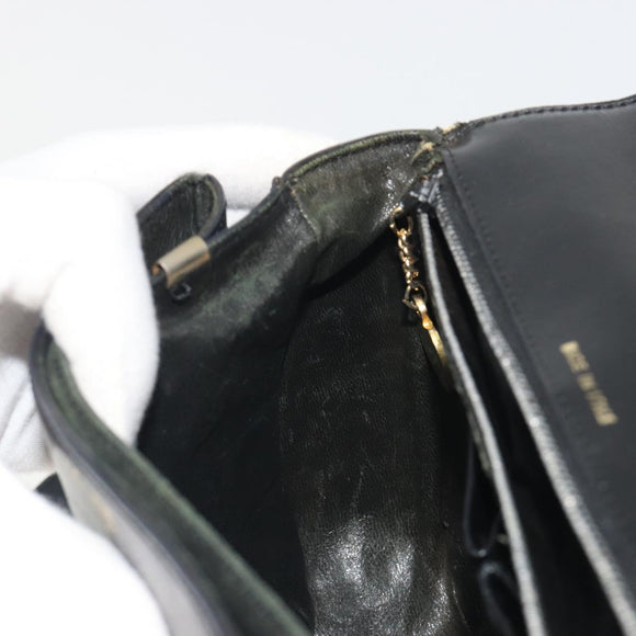 CELINE Shoulder Bag Leather Black Gold Auth 194301