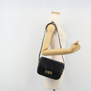 CELINE Shoulder Bag Leather Black Gold Auth 194301-25
