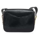 CELINE Shoulder Bag Leather Black Gold Auth 194301-3