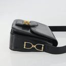 CELINE Shoulder Bag Leather Black Gold Auth 194301-4