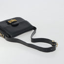 CELINE Shoulder Bag Leather Black Gold Auth 194301-7