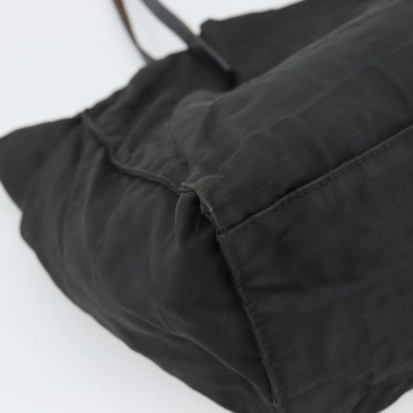 FENDI Zucca Canvas Tote Bag Black Silver Auth 194305