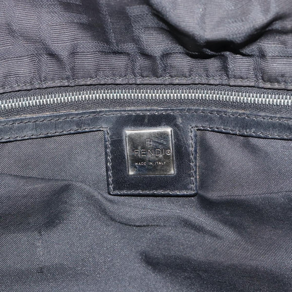 FENDI Zucca Canvas Tote Bag Black Silver Auth 194305