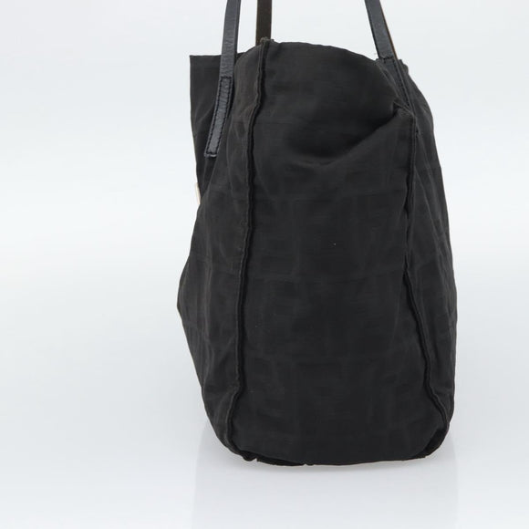 FENDI Zucca Canvas Tote Bag Black Silver Auth 194305