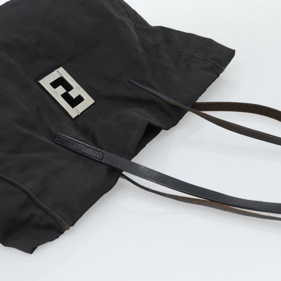 FENDI Zucca Canvas Tote Bag Black Silver Auth 194305