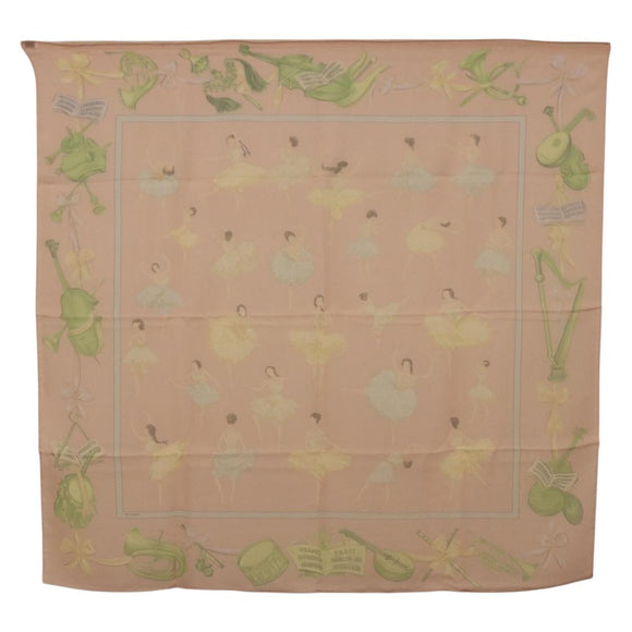 HERMES Carre 90 Scarf ”LES DANSEUSES” Silk Pink Auth 194306M