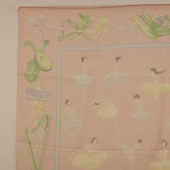 HERMES Carre 90 Scarf ”LES DANSEUSES” Silk Pink Auth 194306M