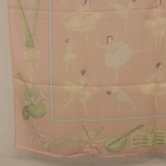 HERMES Carre 90 Scarf ”LES DANSEUSES” Silk Pink Auth 194306M