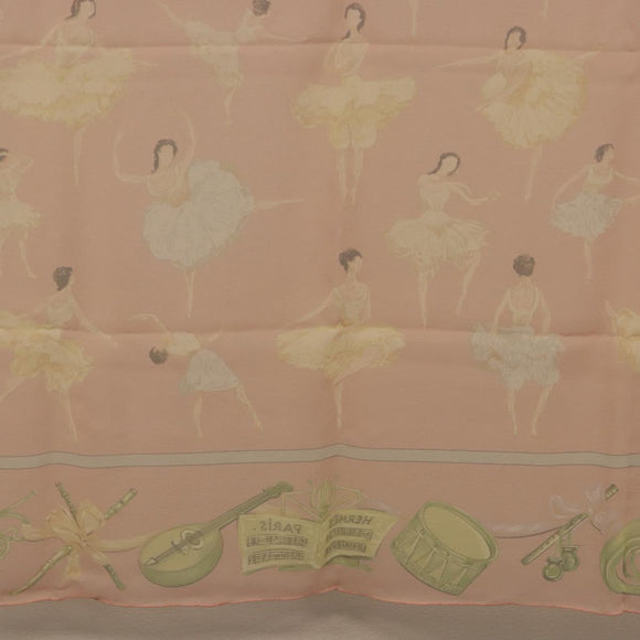 HERMES Carre 90 Scarf ”LES DANSEUSES” Silk Pink Auth 194306M