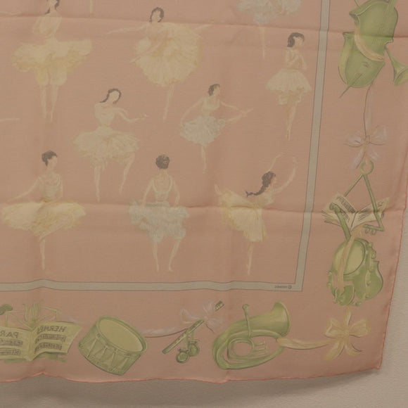 HERMES Carre 90 Scarf ”LES DANSEUSES” Silk Pink Auth 194306M