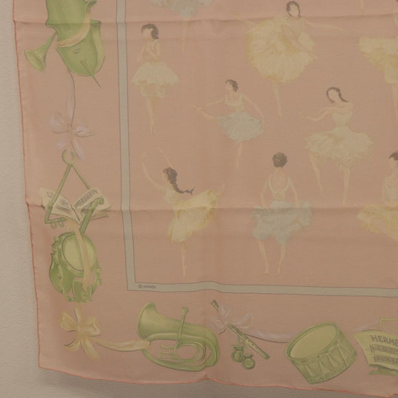 HERMES Carre 90 Scarf ”LES DANSEUSES” Silk Pink Auth 194306M