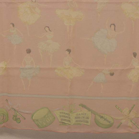 HERMES Carre 90 Scarf ”LES DANSEUSES” Silk Pink Auth 194306M