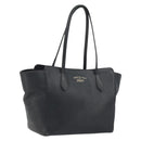 GUCCI Swing Tote Bag Leather Black Gold Tone 354408 Auth 194308-1