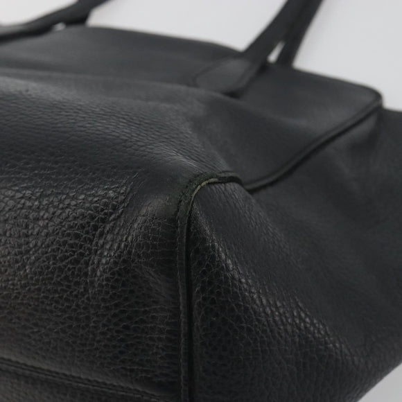 GUCCI Swing Tote Bag Leather Black Gold Tone 354408 Auth 194308