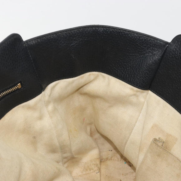 GUCCI Swing Tote Bag Leather Black Gold Tone 354408 Auth 194308