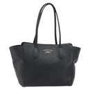 GUCCI Swing Tote Bag Leather Black Gold Tone 354408 Auth 194308-13