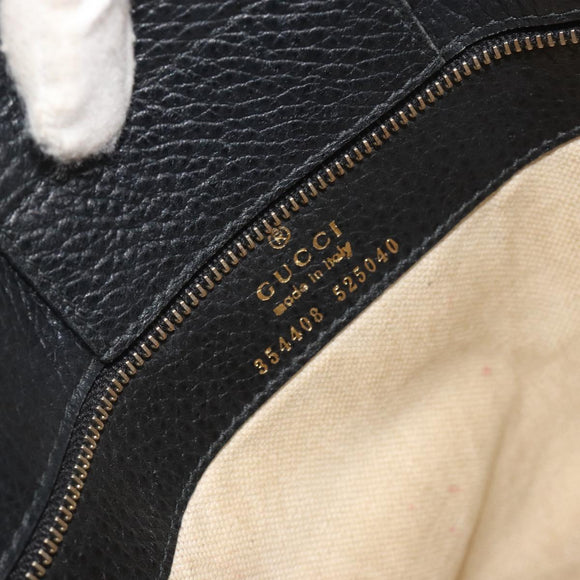 GUCCI Swing Tote Bag Leather Black Gold Tone 354408 Auth 194308