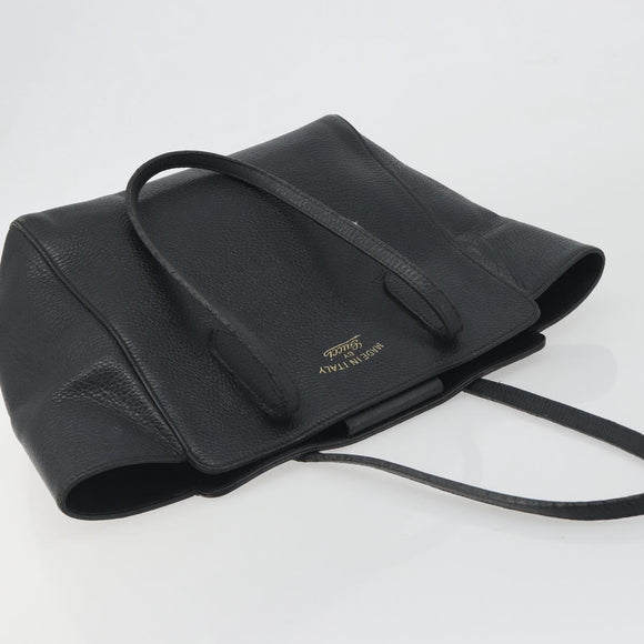 GUCCI Swing Tote Bag Leather Black Gold Tone 354408 Auth 194308