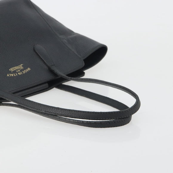 GUCCI Swing Tote Bag Leather Black Gold Tone 354408 Auth 194308