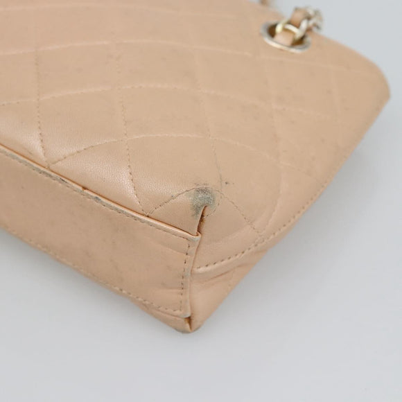 CHANEL Matelasse Chain Hand Bag Lamb Skin Pink Silver CC Auth 194311A