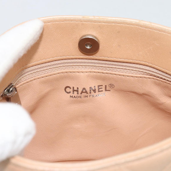 CHANEL Matelasse Chain Hand Bag Lamb Skin Pink Silver CC Auth 194311A