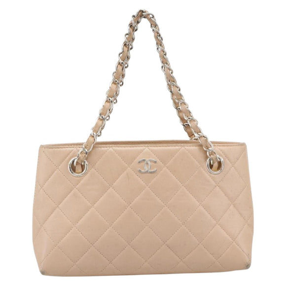CHANEL Matelasse Chain Hand Bag Lamb Skin Pink Silver CC Auth 194311A