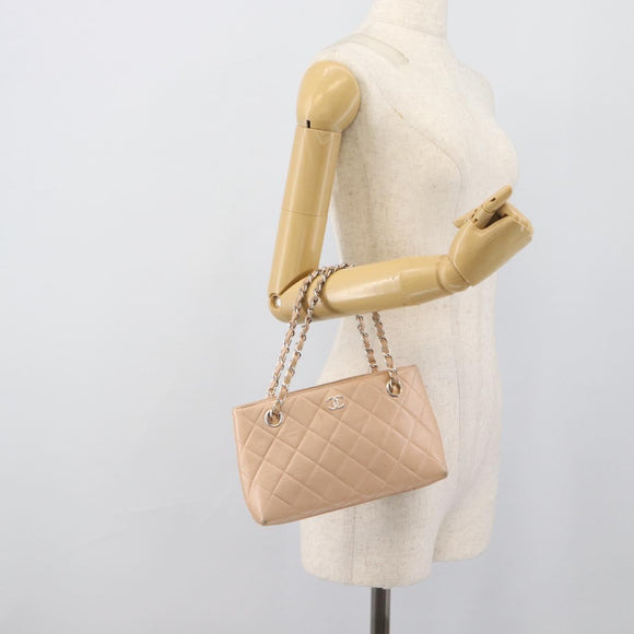 CHANEL Matelasse Chain Hand Bag Lamb Skin Pink Silver CC Auth 194311A