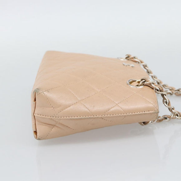 CHANEL Matelasse Chain Hand Bag Lamb Skin Pink Silver CC Auth 194311A
