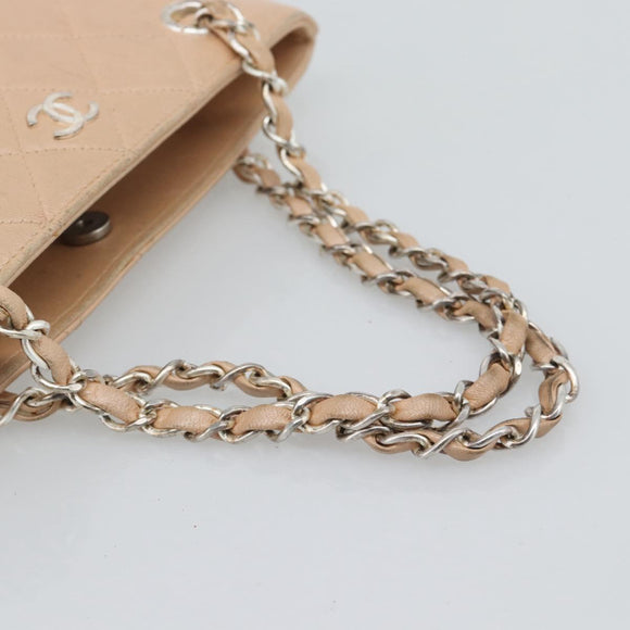 CHANEL Matelasse Chain Hand Bag Lamb Skin Pink Silver CC Auth 194311A