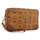 MCM Vicetos Logogram Clutch Bag PVC Leather Brown Gold Auth 194313A-1