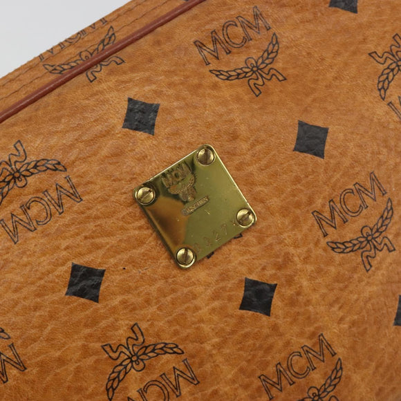 MCM Vicetos Logogram Clutch Bag PVC Leather Brown Gold Auth 194313A