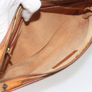 MCM Vicetos Logogram Clutch Bag PVC Leather Brown Gold Auth 194313A-10