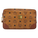 MCM Vicetos Logogram Clutch Bag PVC Leather Brown Gold Auth 194313A-13