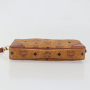MCM Vicetos Logogram Clutch Bag PVC Leather Brown Gold Auth 194313A-6