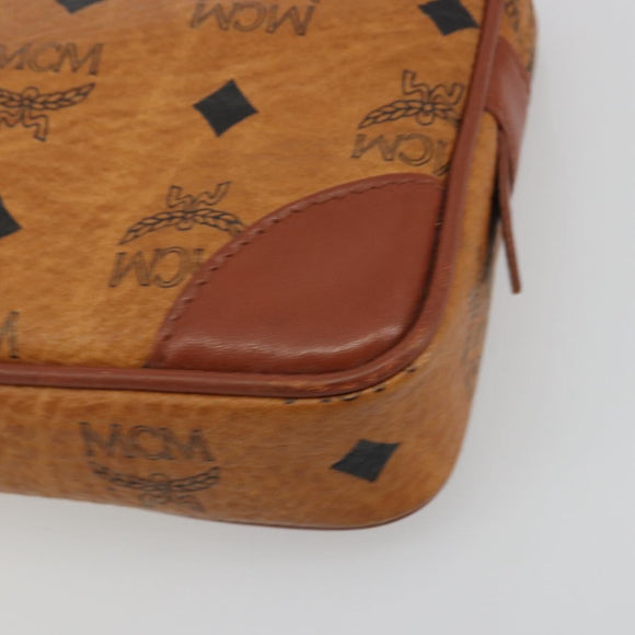 MCM Vicetos Logogram Clutch Bag PVC Leather Brown Gold Auth 194313A