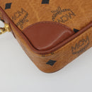 MCM Vicetos Logogram Clutch Bag PVC Leather Brown Gold Auth 194313A-14