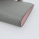 PRADA Bifold Wallet Saffiano leather Gray Gold Auth 194318M-15