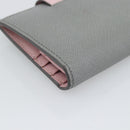PRADA Bifold Wallet Saffiano leather Gray Gold Auth 194318M-16