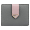 PRADA Bifold Wallet Saffiano leather Gray Gold Auth 194318M-13