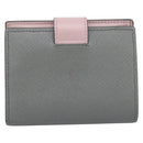 PRADA Bifold Wallet Saffiano leather Gray Gold Auth 194318M-2