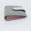 PRADA Bifold Wallet Saffiano leather Gray Gold Auth 194318M-3