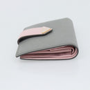 PRADA Bifold Wallet Saffiano leather Gray Gold Auth 194318M-4