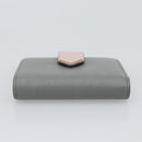 PRADA Bifold Wallet Saffiano leather Gray Gold Auth 194318M-6