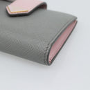 PRADA Bifold Wallet Saffiano leather Gray Gold Auth 194318M-7