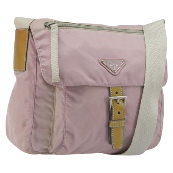 PRADA Shoulder Bag Nylon Pink Silver Auth 194319A