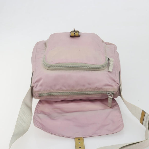PRADA Shoulder Bag Nylon Pink Silver Auth 194319A