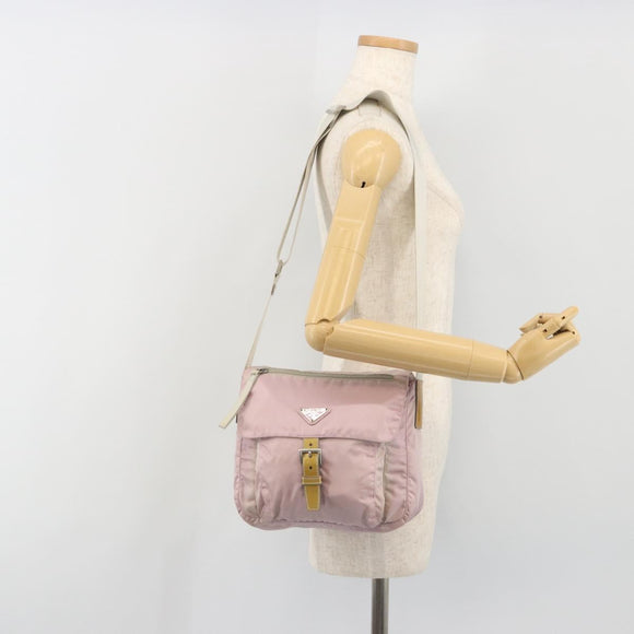 PRADA Shoulder Bag Nylon Pink Silver Auth 194319A