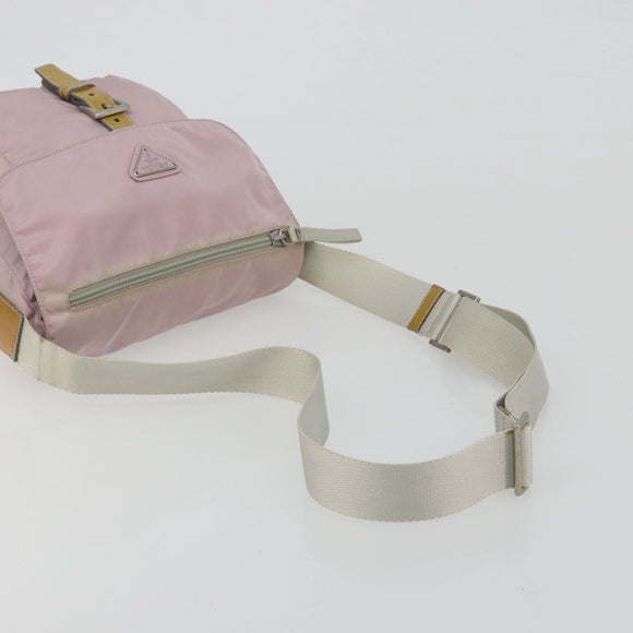 PRADA Shoulder Bag Nylon Pink Silver Auth 194319A