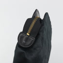 CHANEL Bicolore Clutch Bag Satin Black Gold CC Auth 194321-12