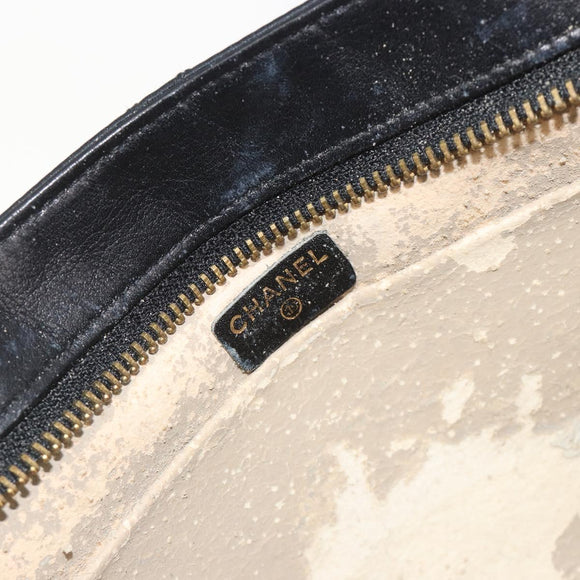CHANEL Bicolore Clutch Bag Satin Black Gold CC Auth 194321